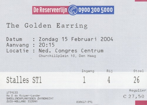 Golden Earring ticket#ST_1-24 Den Haag - NCC